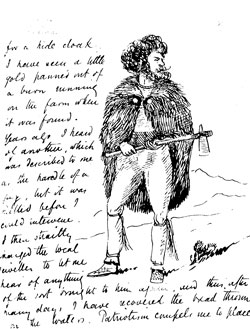 Letter from Evans to Maxwell with drawing of man with cloak fastening (JE-B-2-60)