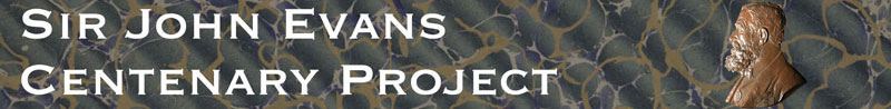 Sir John Evans Centenary Project - image background is marbled paper from one of John Evans's books
